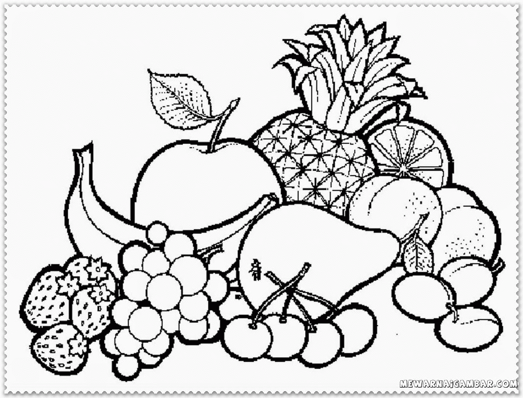 Coloring Pages Of Fruit Basket Coloring Home