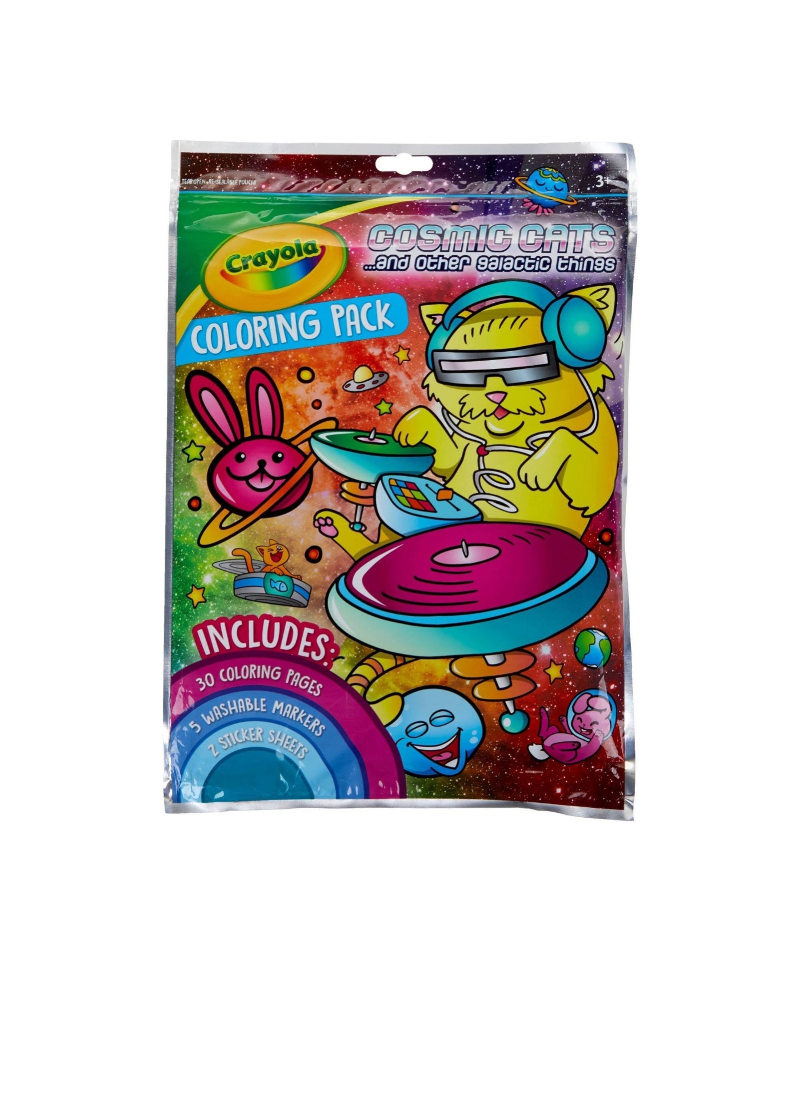 Crayola Coloring Pack Cosmic Cats With 30 Pages 5 Markers 2 Etsy