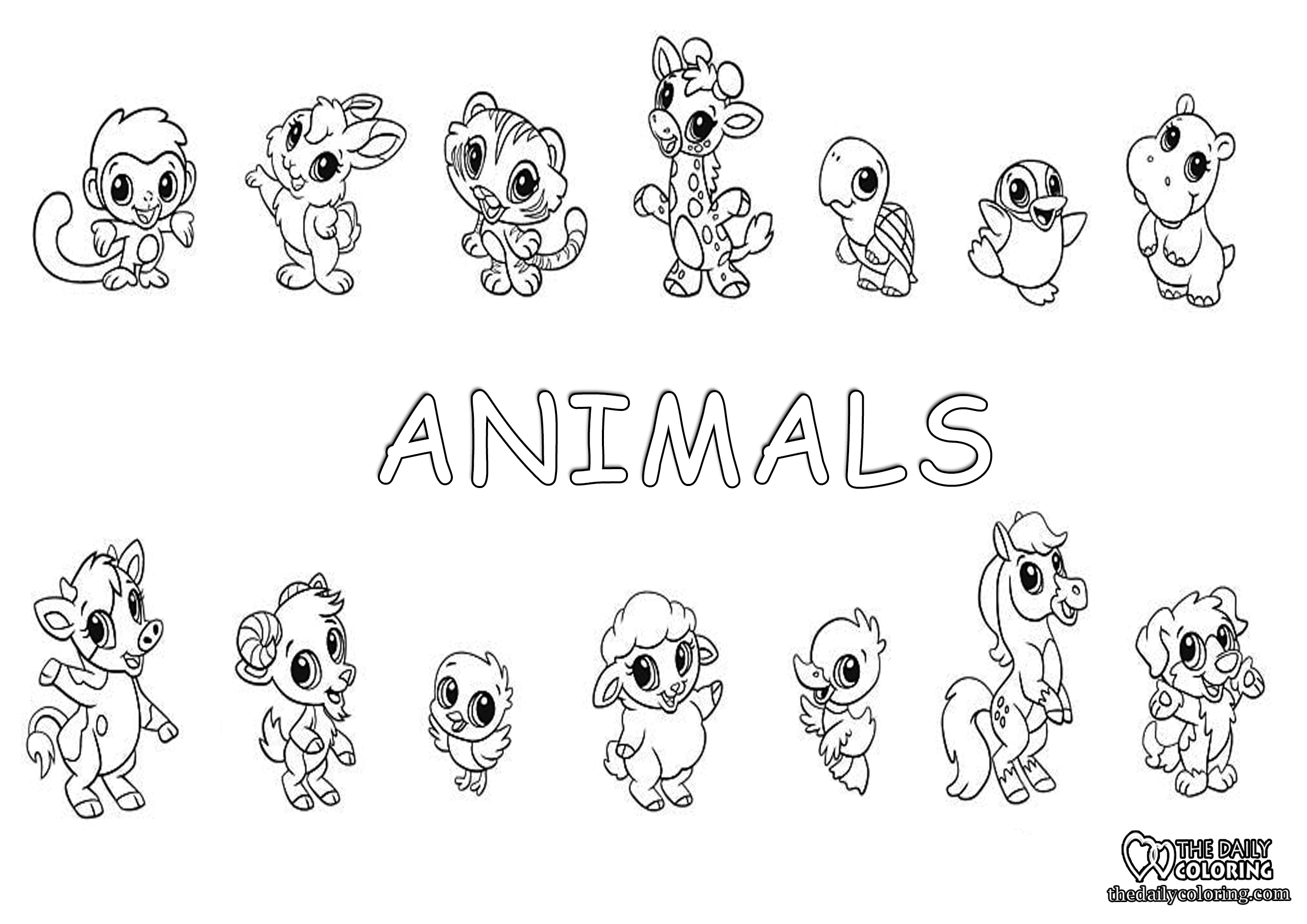 Cute Animals Coloring Page The Daily Coloring