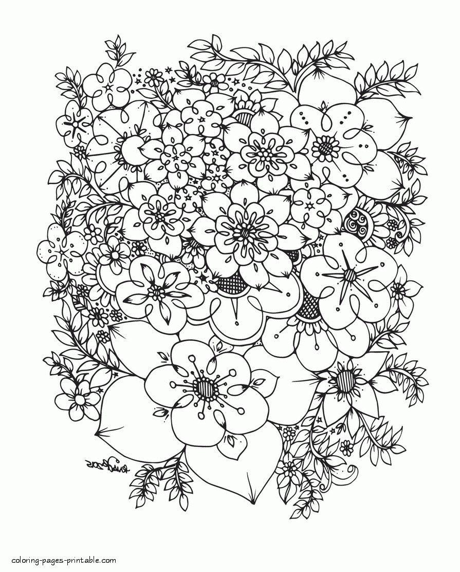 Cute Flower Coloring Pages For Adults COLORING PAGES PRINTABLE COM