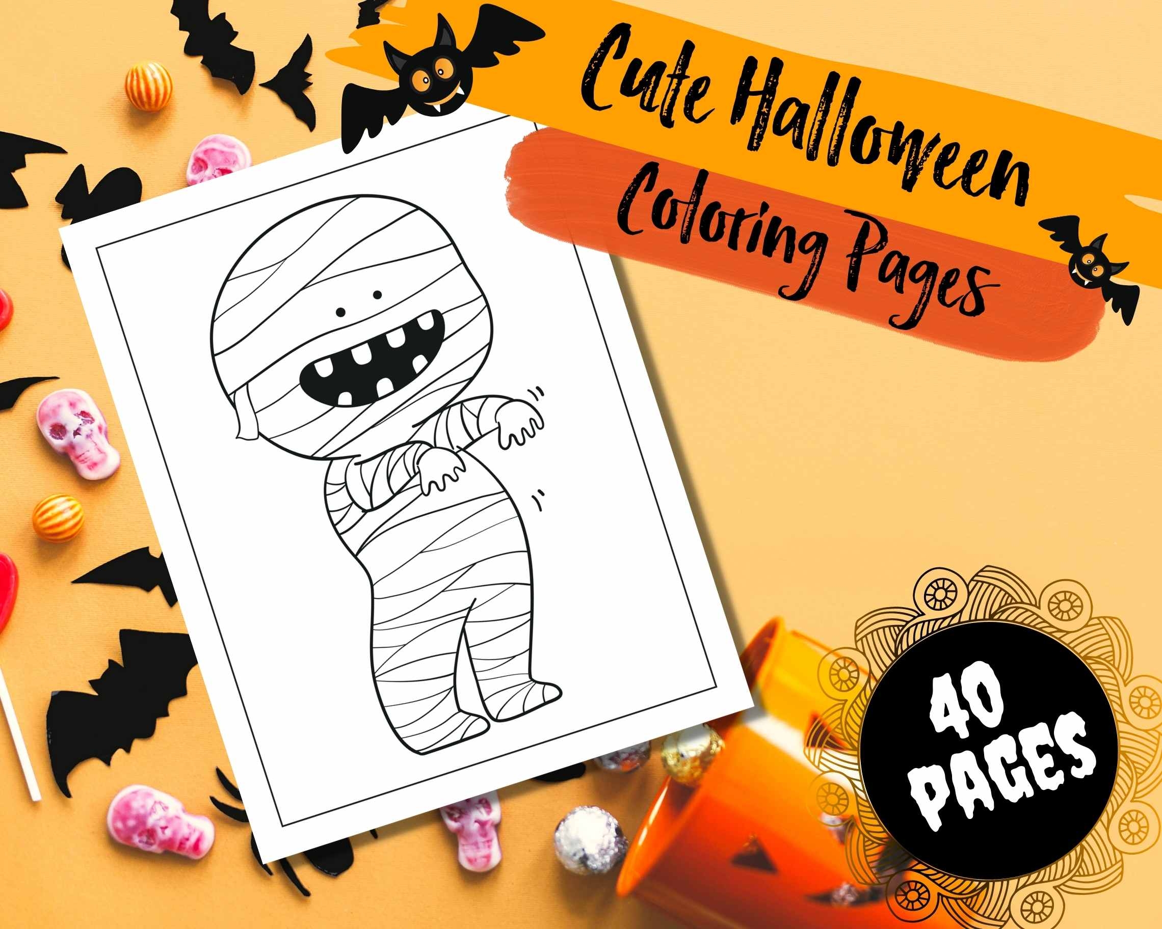 Cute Halloween Coloring Pages Lightly Sketched
