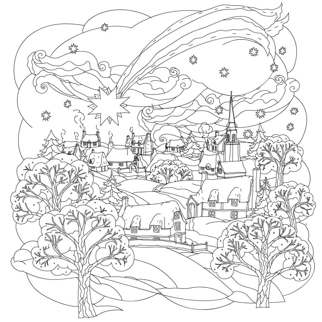 Deer In Winter Coloring Page For Adults Coloring rocks 