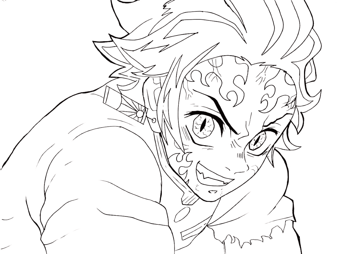 Demon Tanjiro Coloring Page