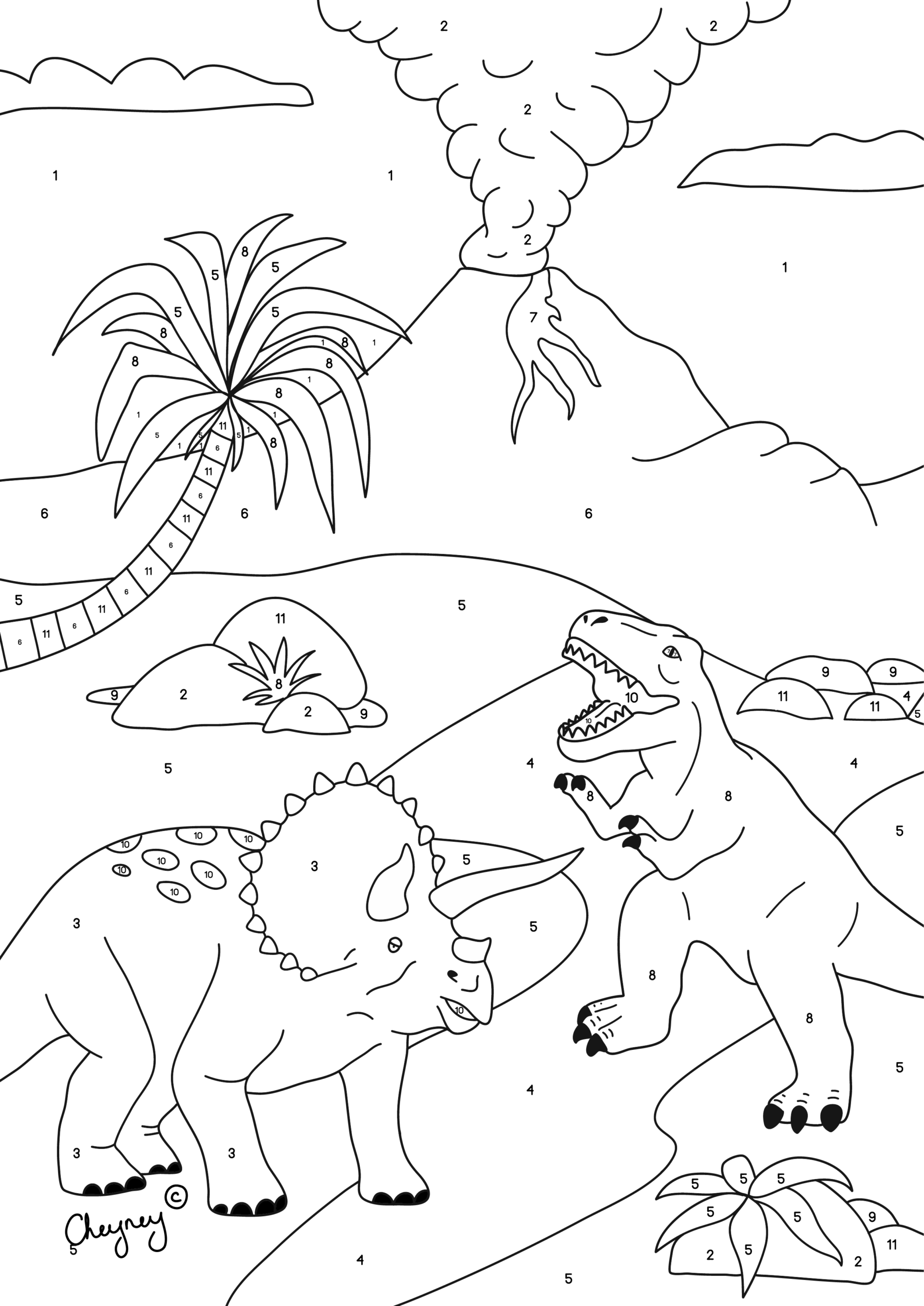 Dinosaur Color By Number A Fun Activity For Kids Worksheets Decoomo