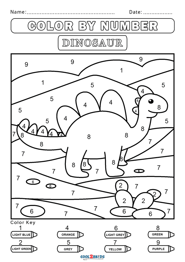 Dinosaur Color By Number Coloring Page Free Printable Coloring Pages