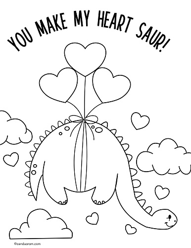Dinosaur Valentines Coloring Pages Cenzerely Yours