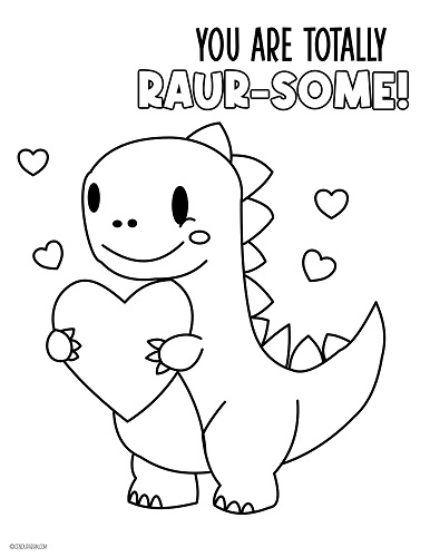 Dinosaur Valentines Coloring Pages Cenzerely Yours