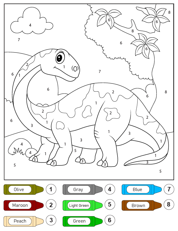 Diplodocus Dinosaur Color By Number
