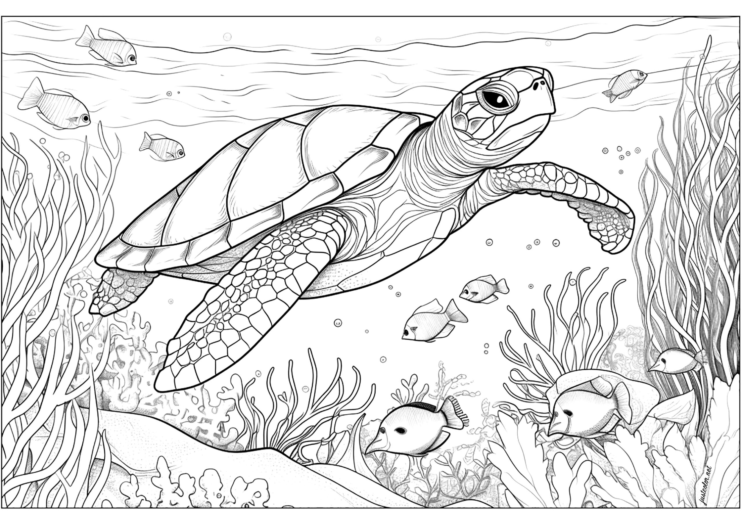 Dive Into Fun With Sea Turtle Color Pages