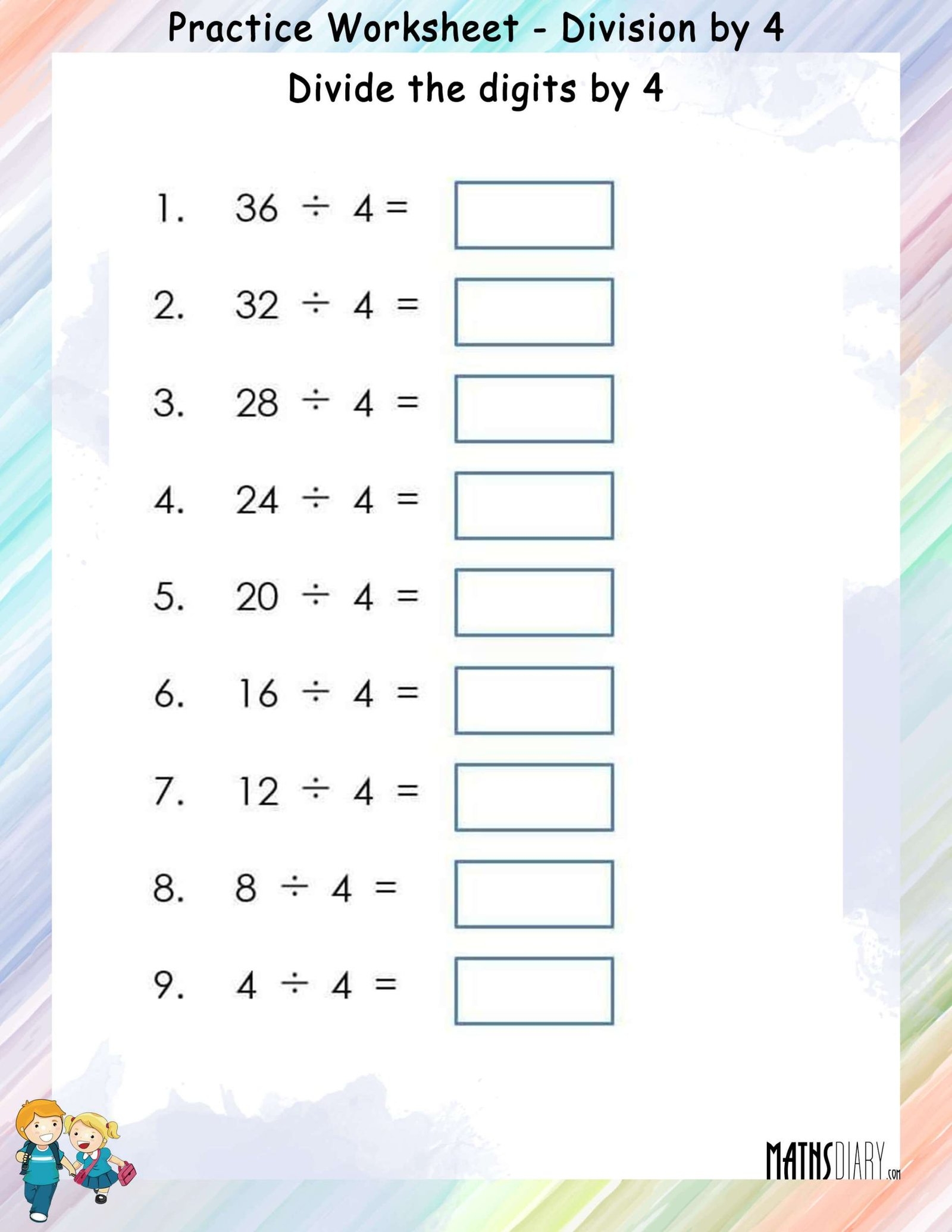 Division Grade 4 Math Worksheets