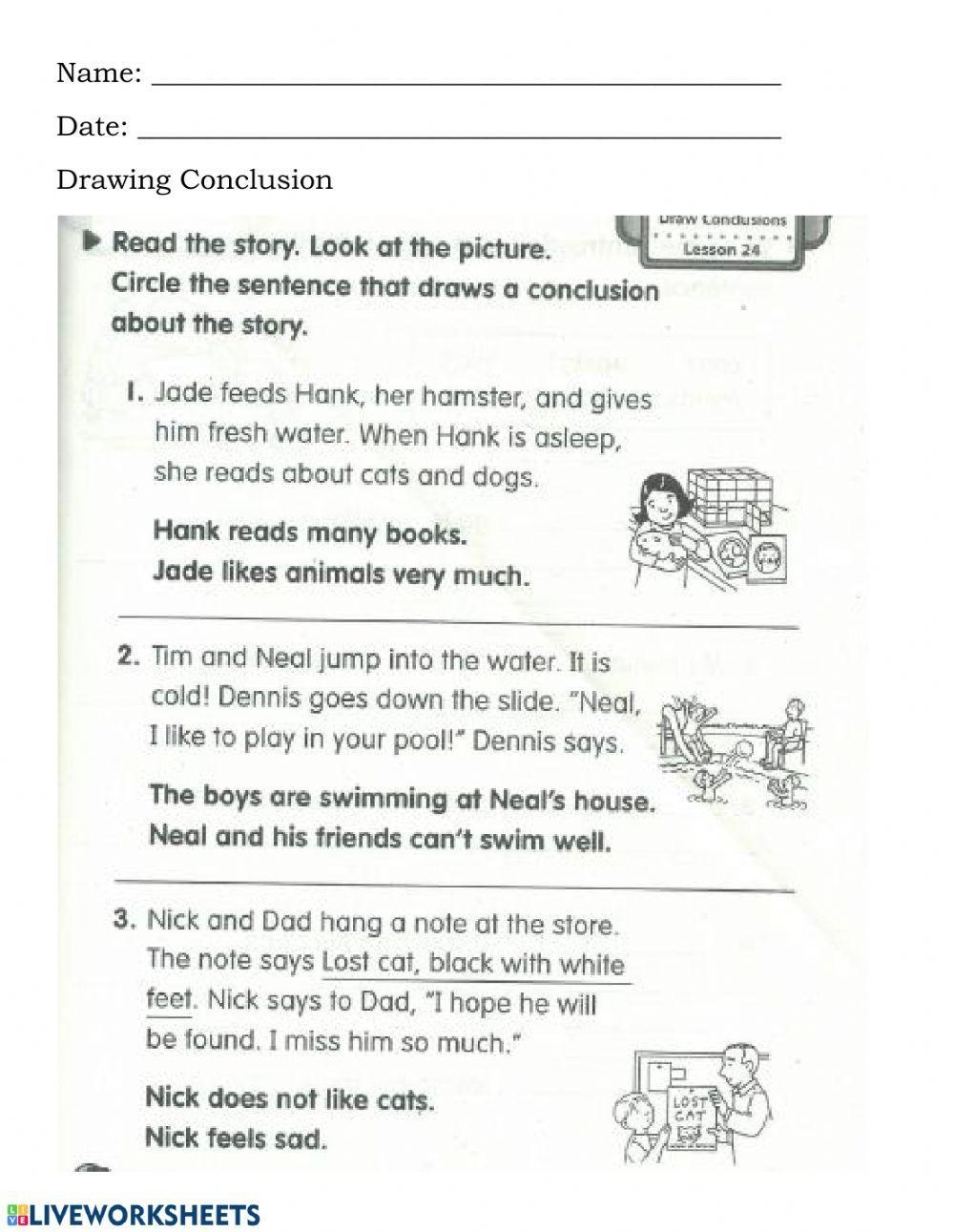 Drawing Conclusion Worksheet Practice Sheets And Activities