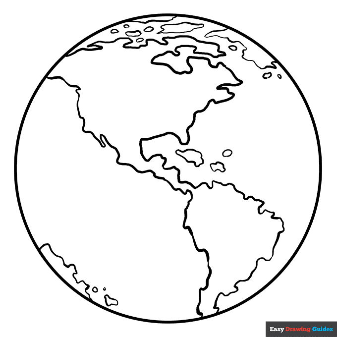 Earth Coloring Page Easy Drawing Guides