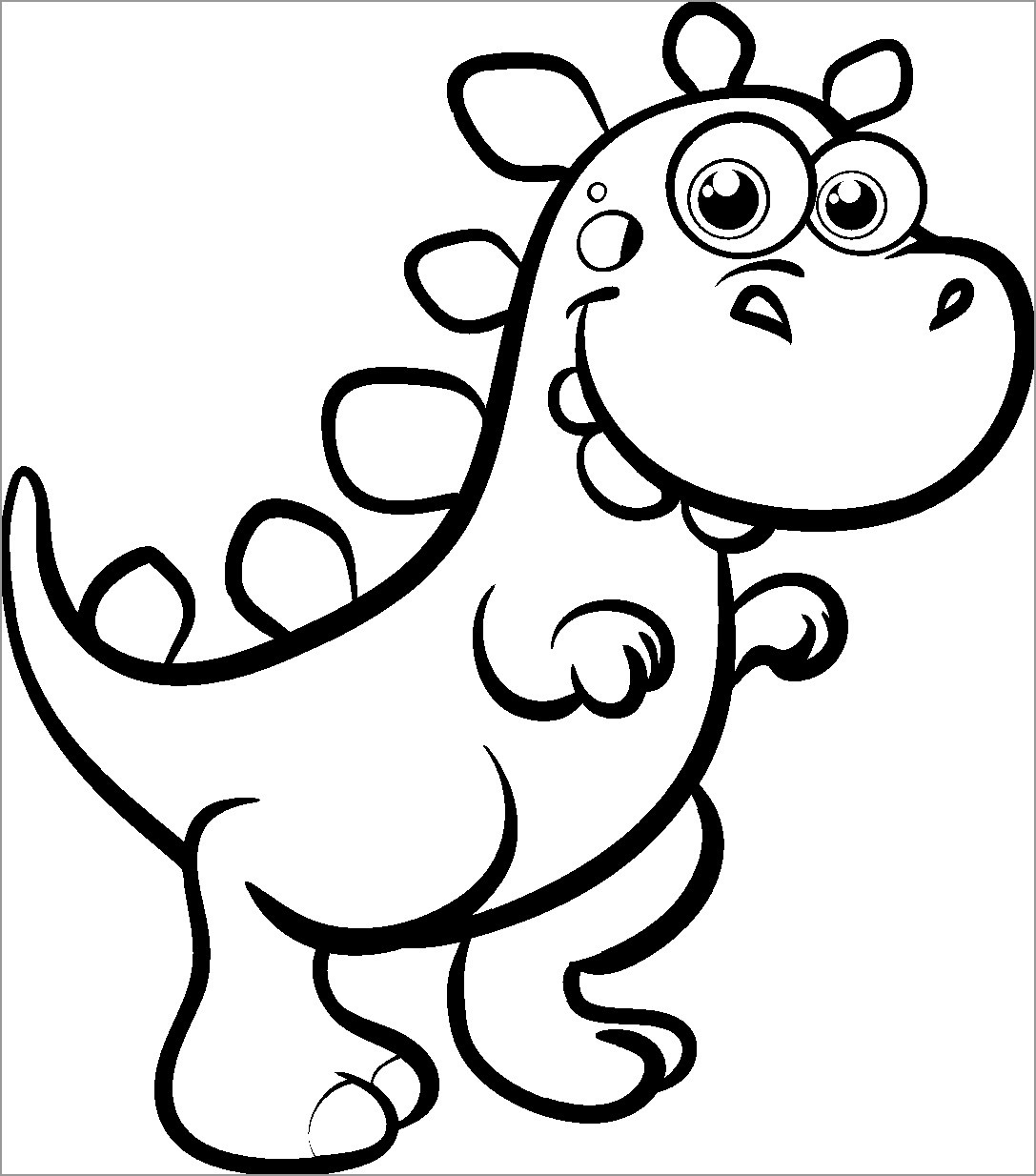 Easy Cute Dinosaur Coloring Page ColoringBay
