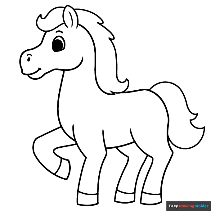 Easy Horse Coloring Page Easy Drawing Guides
