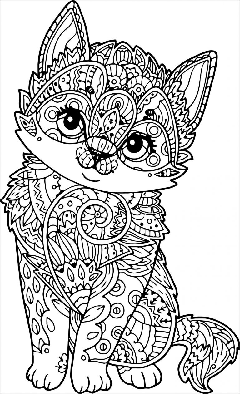 Easy Kitten Coloring Pages ColoringBay