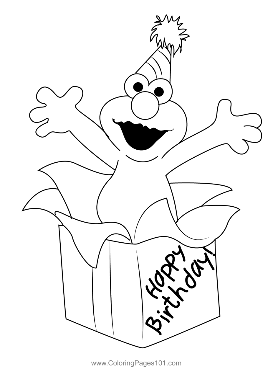 Elmo Happy Birthday Coloring Page For Kids Free Elmo Printable 