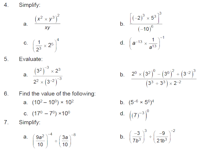 Exponents And Powers Class 7 Worksheet
