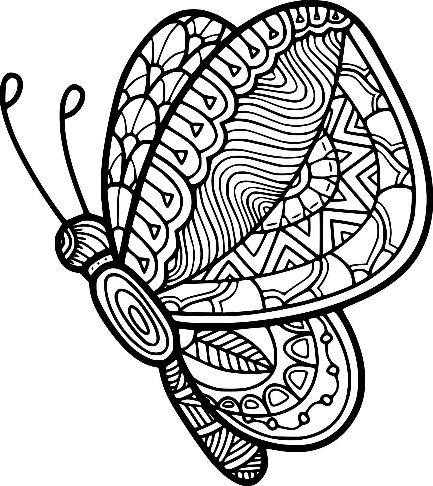 Flying Zentangle Butterfly Coloring Pages Coloring Cool