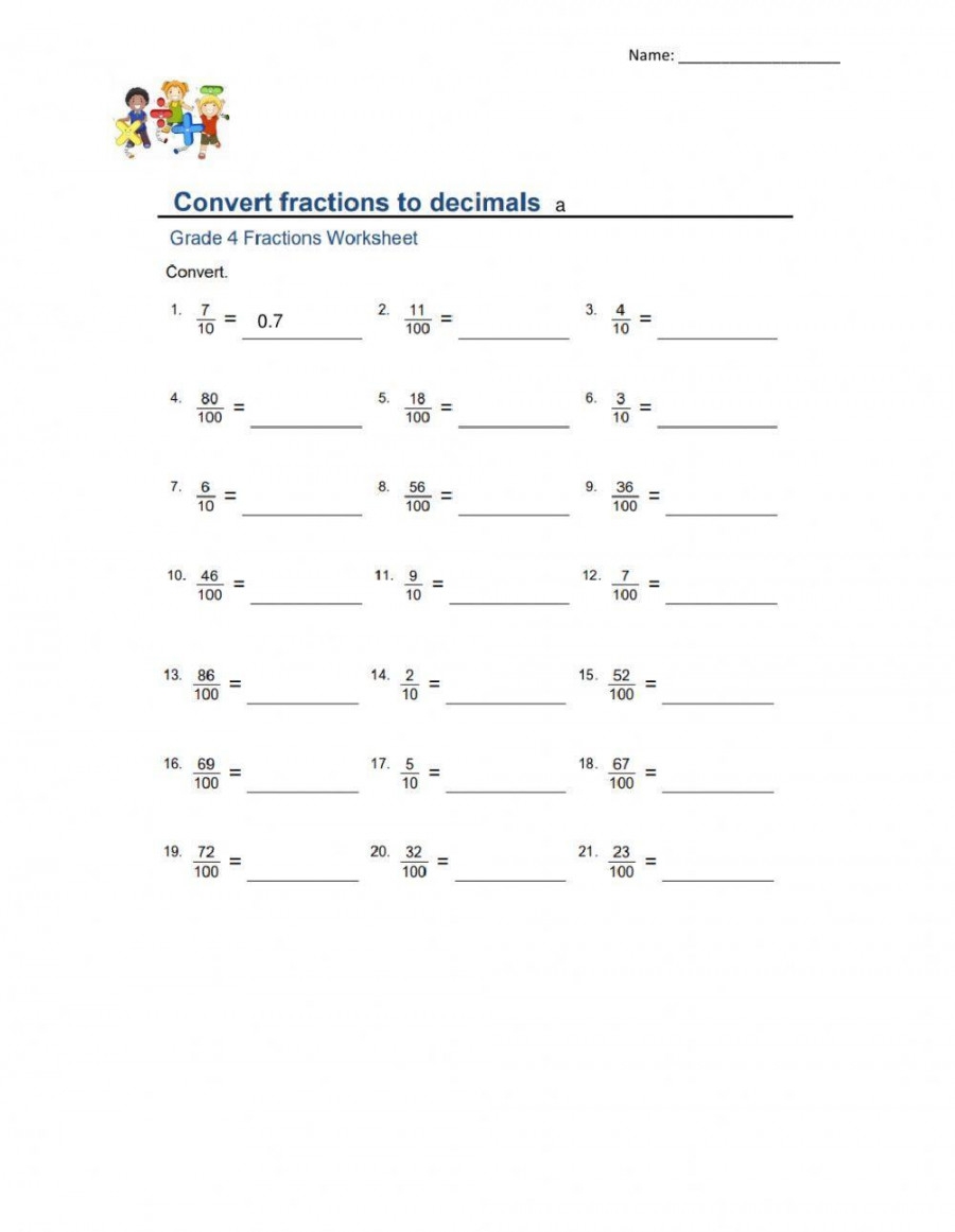 Fraction To Decimal Worksheet Martin Lindelof