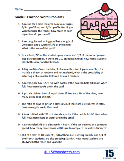 Fraction Word Problems Worksheets 15 Worksheets Worksheets Library