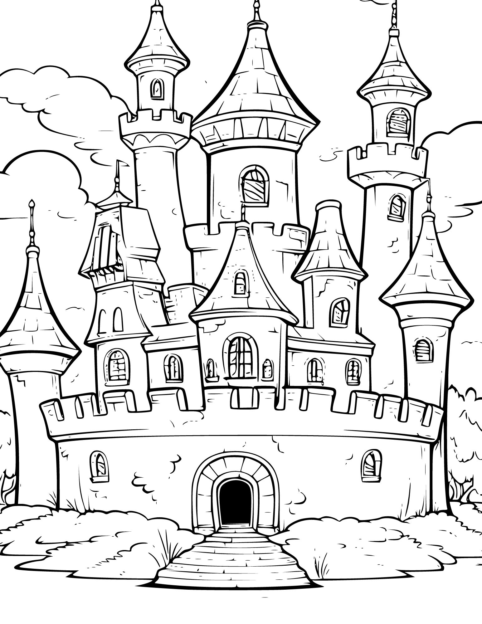 Free Castle Coloring Pages For Kids And Adults Castle Coloring Page 