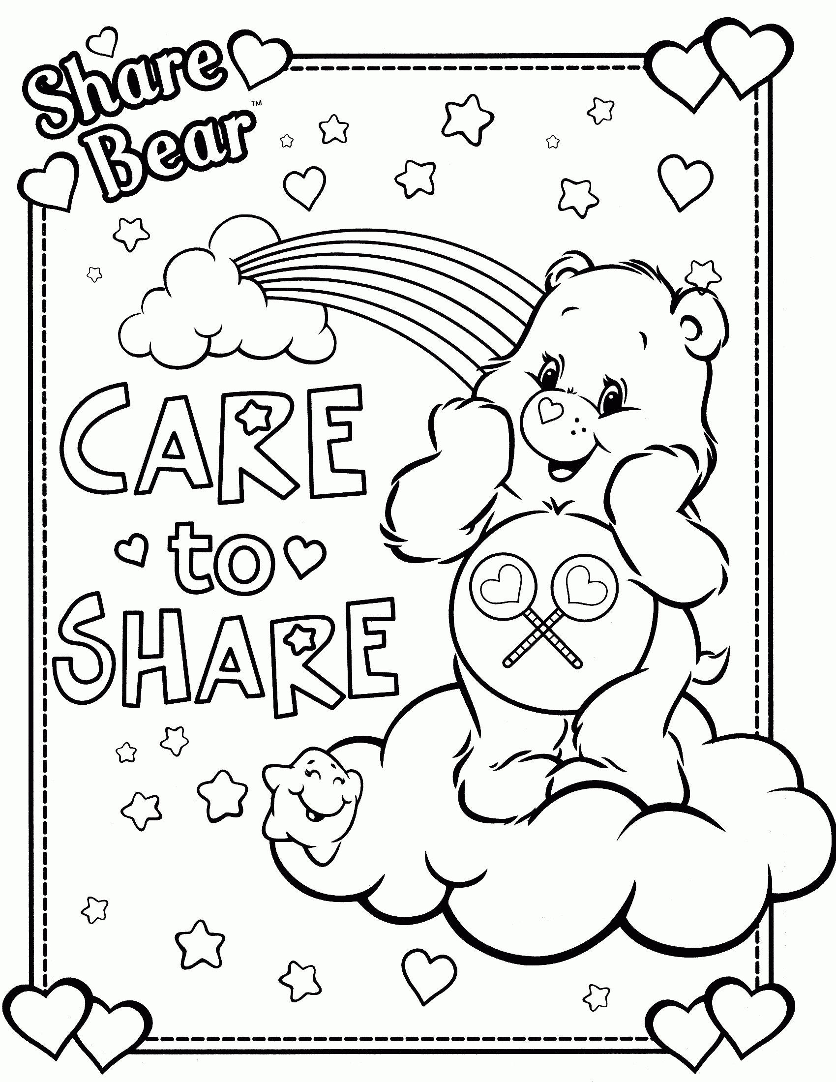 Free Coloring Pages Of Care Bears Coloring Home