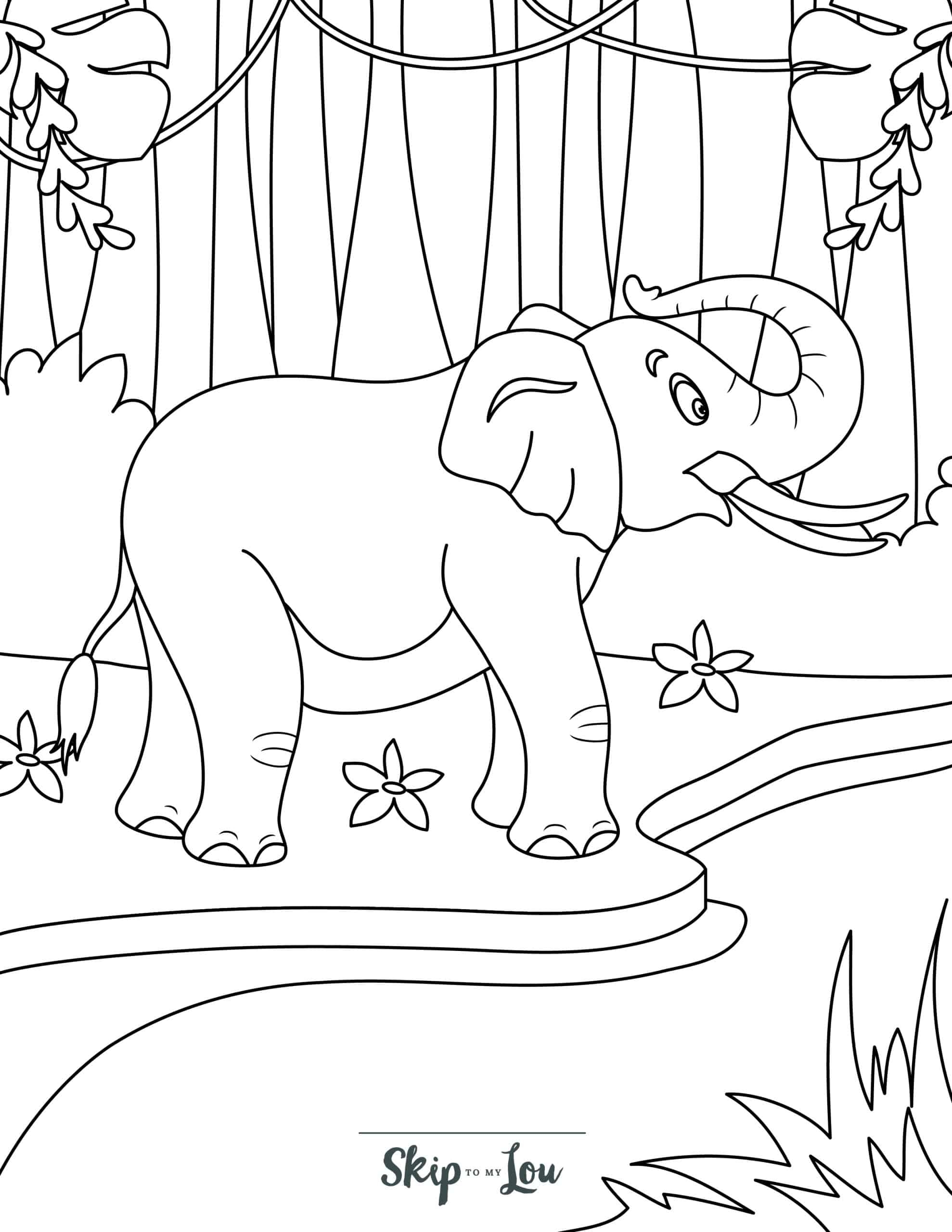 Free Elephant Coloring Pages With Full Book Skip To My Lou