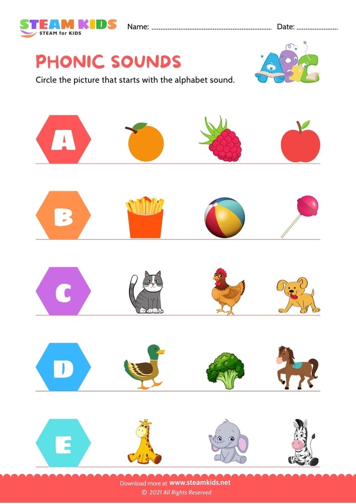 Free English Worksheet Phonic Sound Worksheet 1 STEAM KIDS
