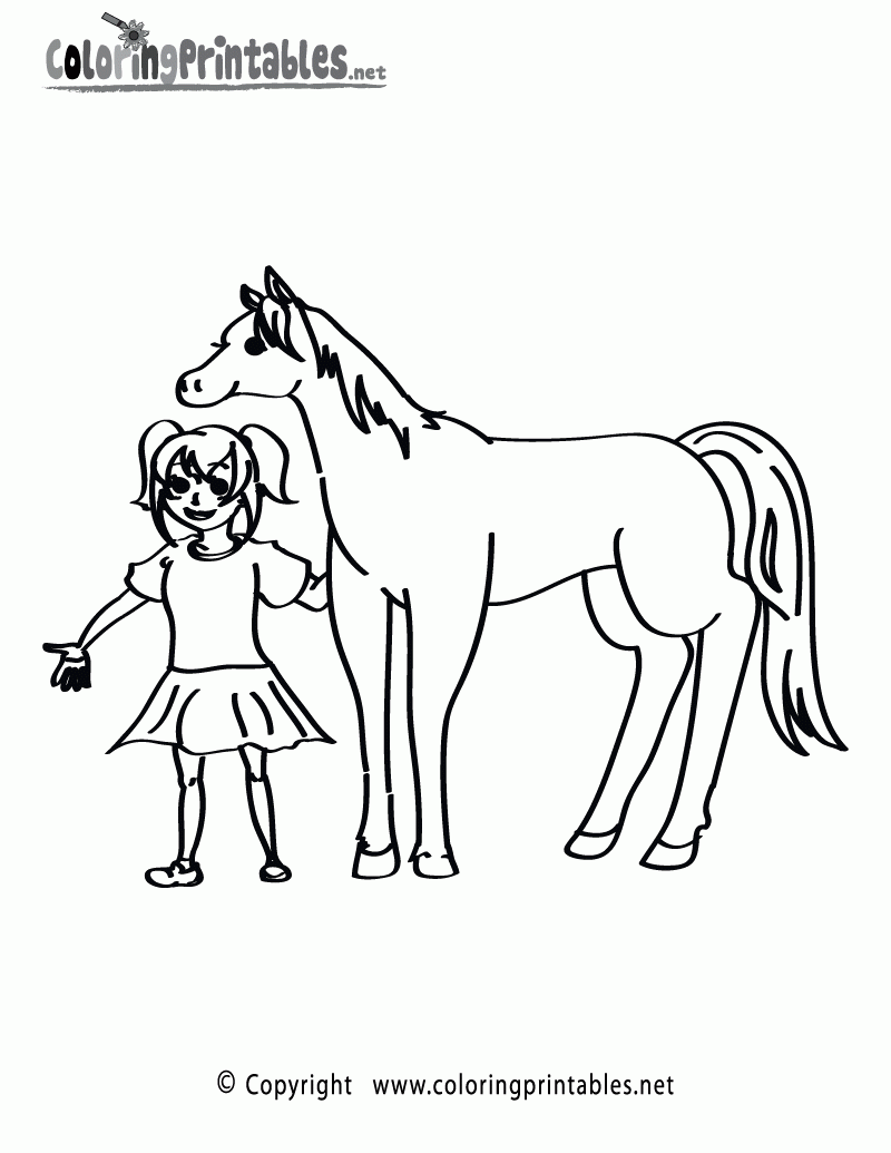 Free Printable Girl Horse Coloring Page
