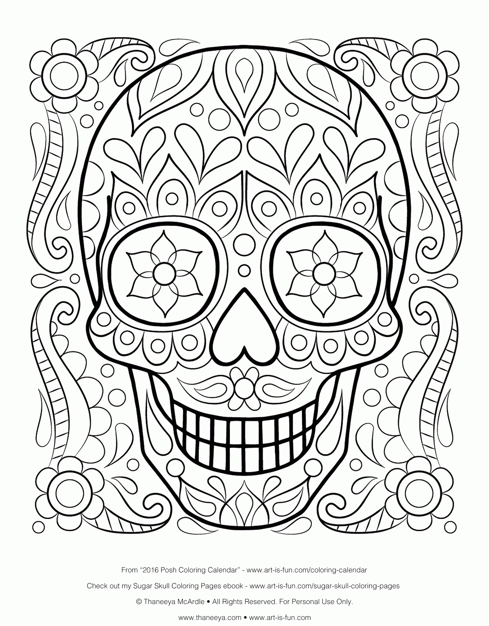 Free Printable Skull Coloring Pages Coloring Home