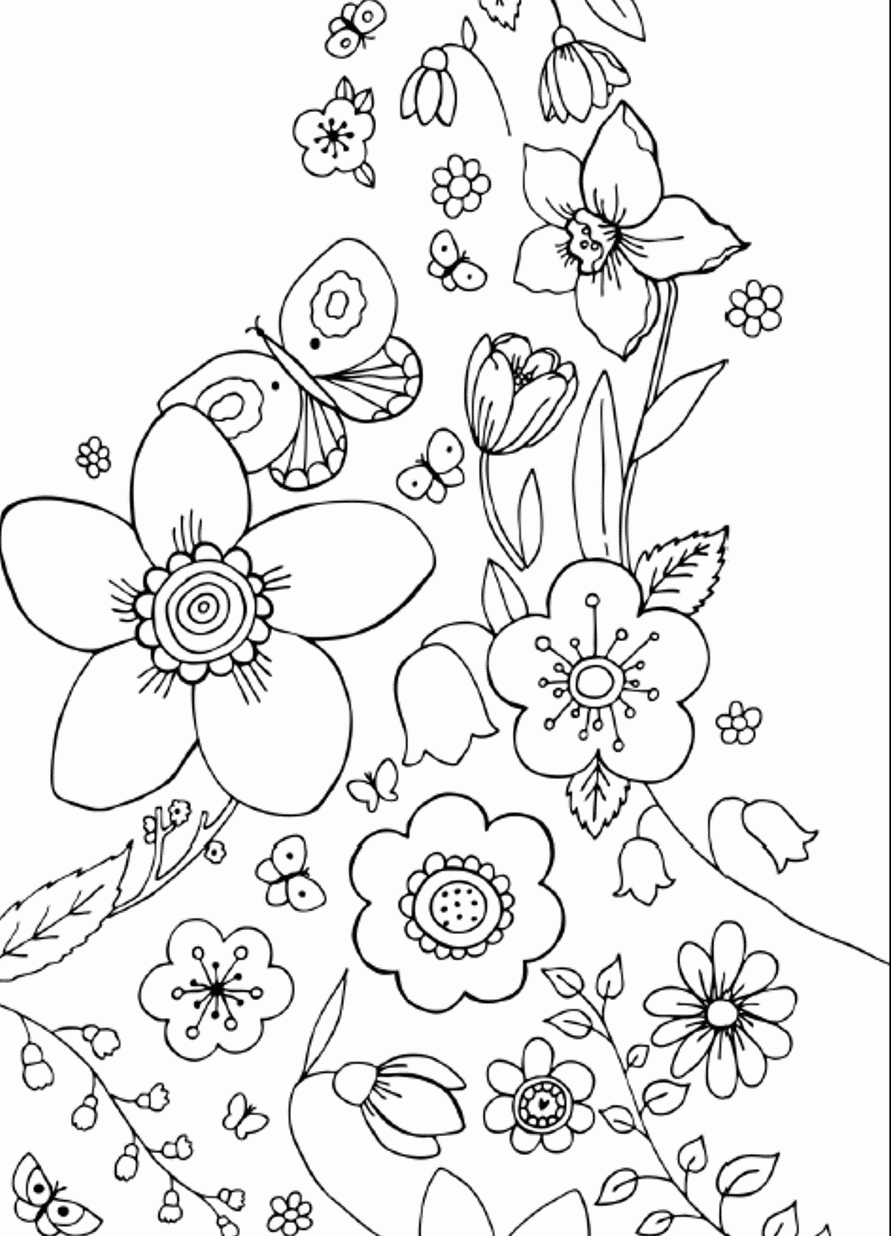 Free Printable Spring Flowers Coloring Pages Coloring Home