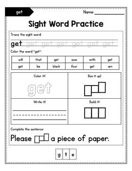 Free Sight Word Practice Worksheets By My Nerdy Teacher TPT