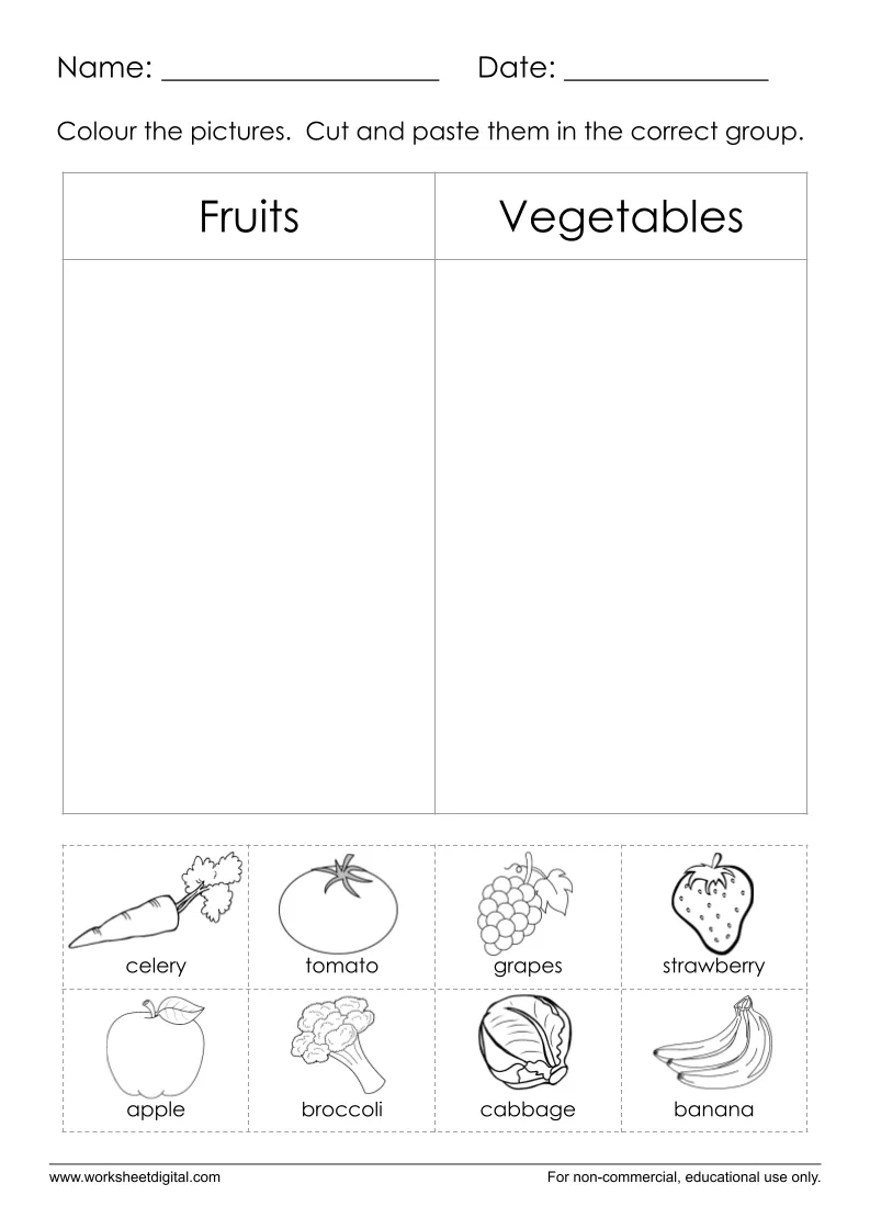 Fruits And Vegetables Worksheet Digital Worksheets Library