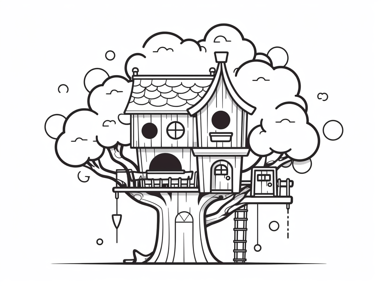 Fun Tree House Coloring Sheet Coloring Page