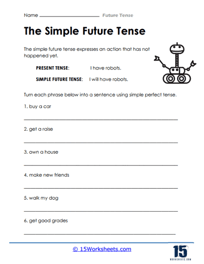 Future Tense Worksheets 15 Worksheets