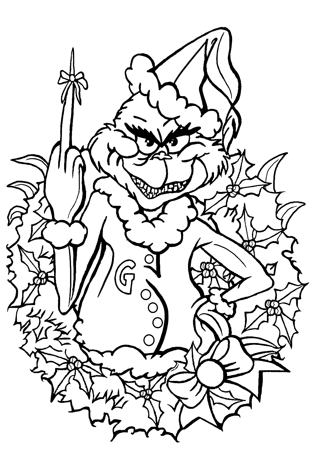 Grinch Coloring Sheet Free Printable Coloring Pages