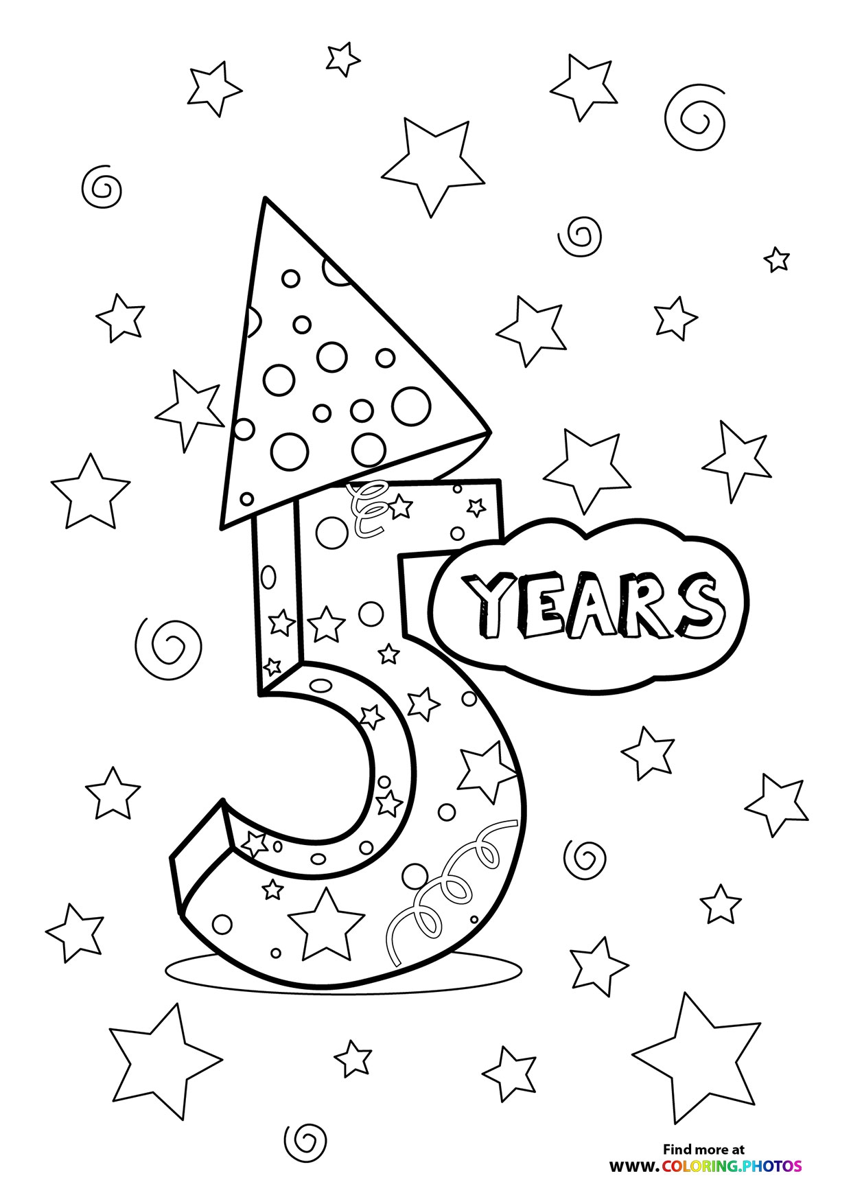 Happy 5th Birthday Coloring Pages For Kids