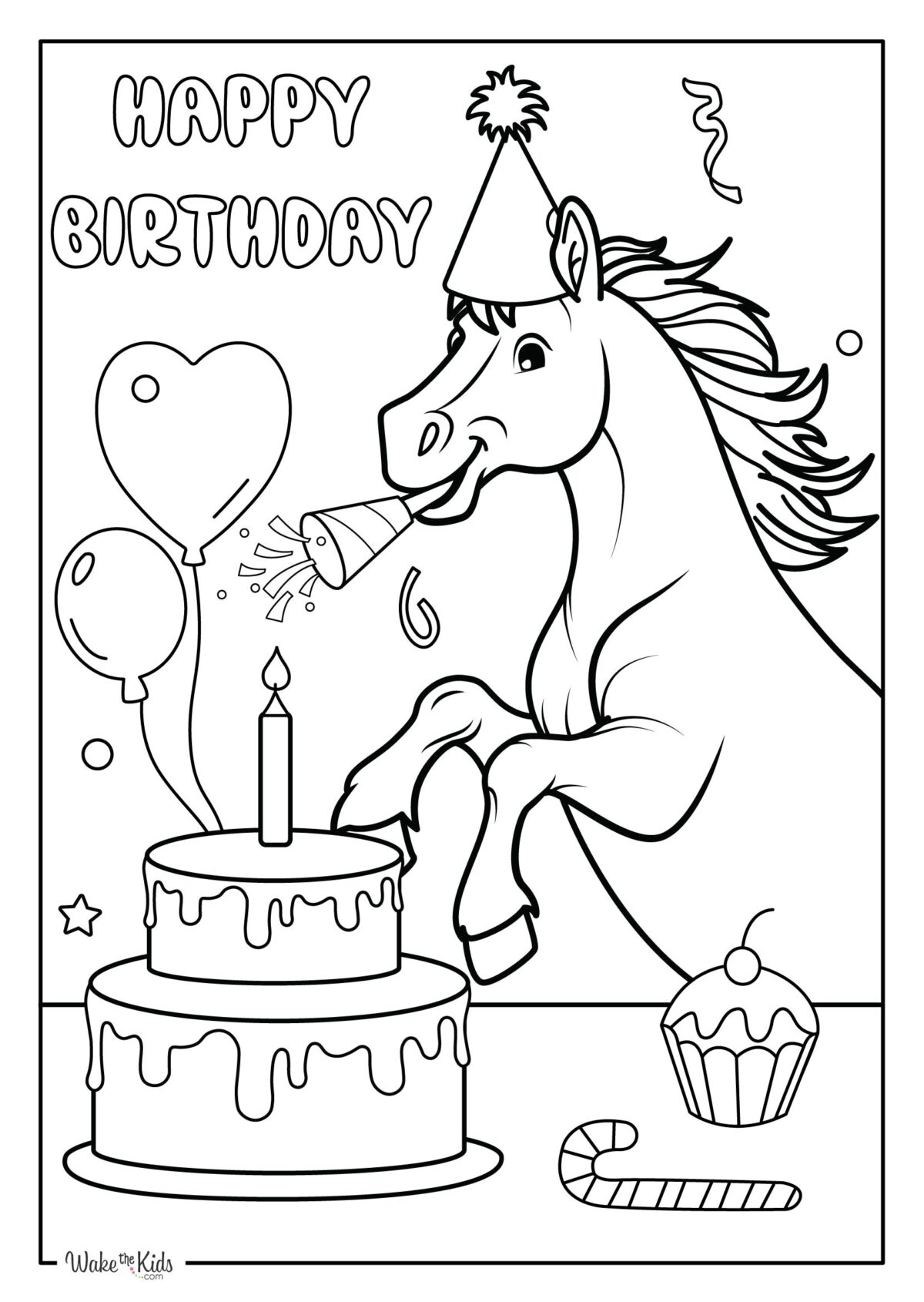 Happy Birthday Horse Coloring Pages Free Printable PDFs WakeTheKids