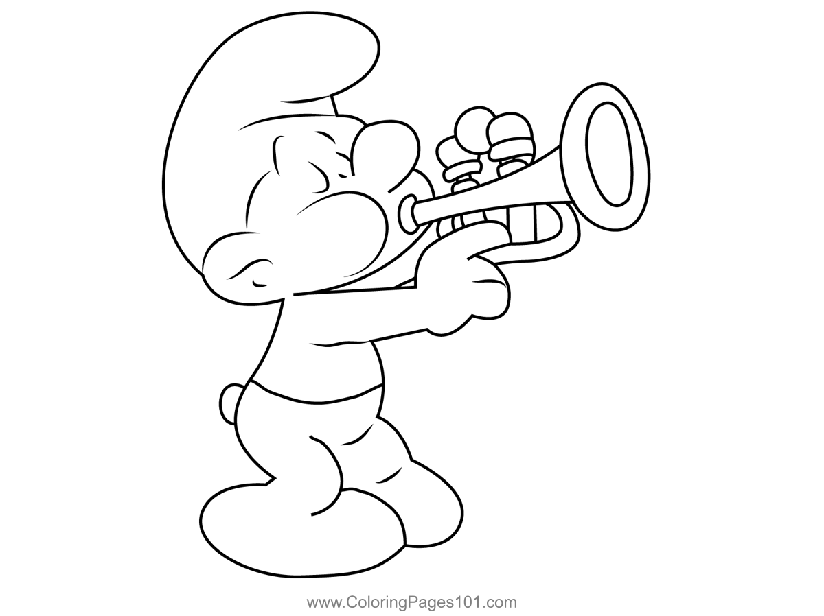 Harmony Smurf Coloring Page For Kids Free The Smurfs Printable 