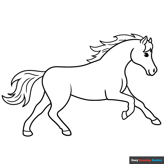 Horse Running Coloring Page Easy Drawing Guides