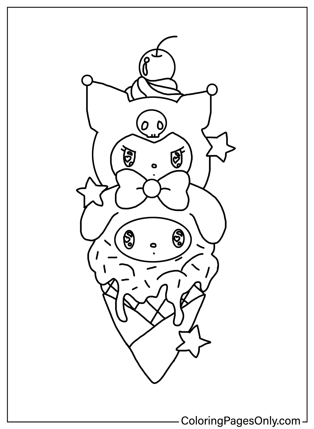 Ice Cream Kuromi With Melody Coloring Page Free Printable Coloring Pages