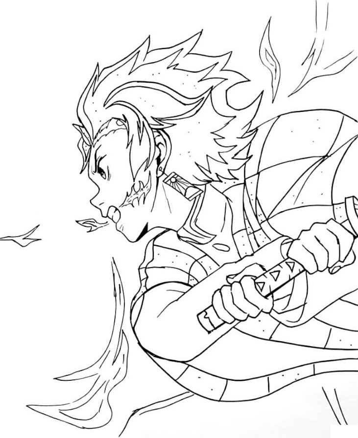 Kamado Tanjiro Fighting Coloring Page Free Printable Coloring Pages