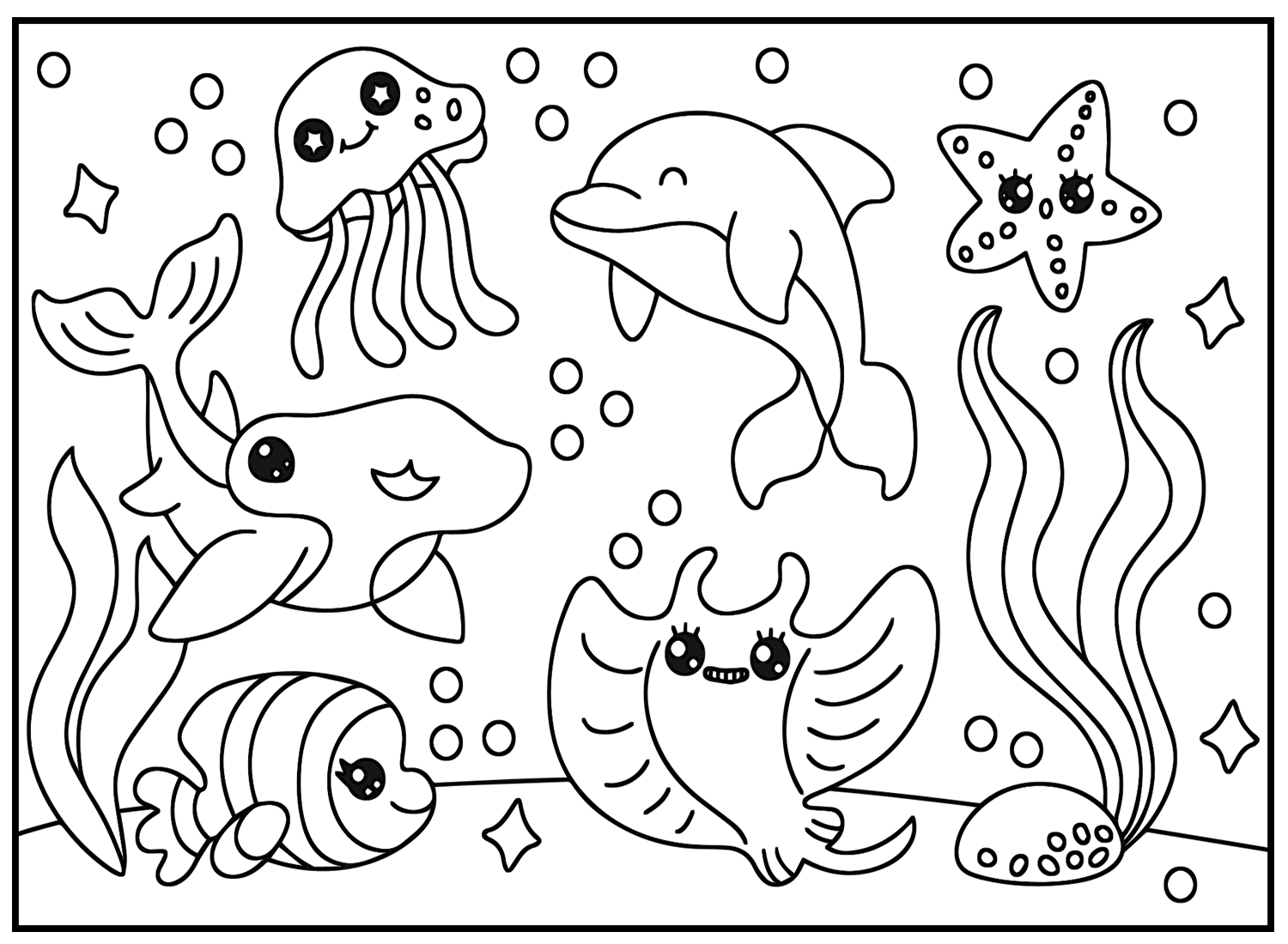 Kawaii Cute Animals Coloring Page Free Printable Coloring Pages