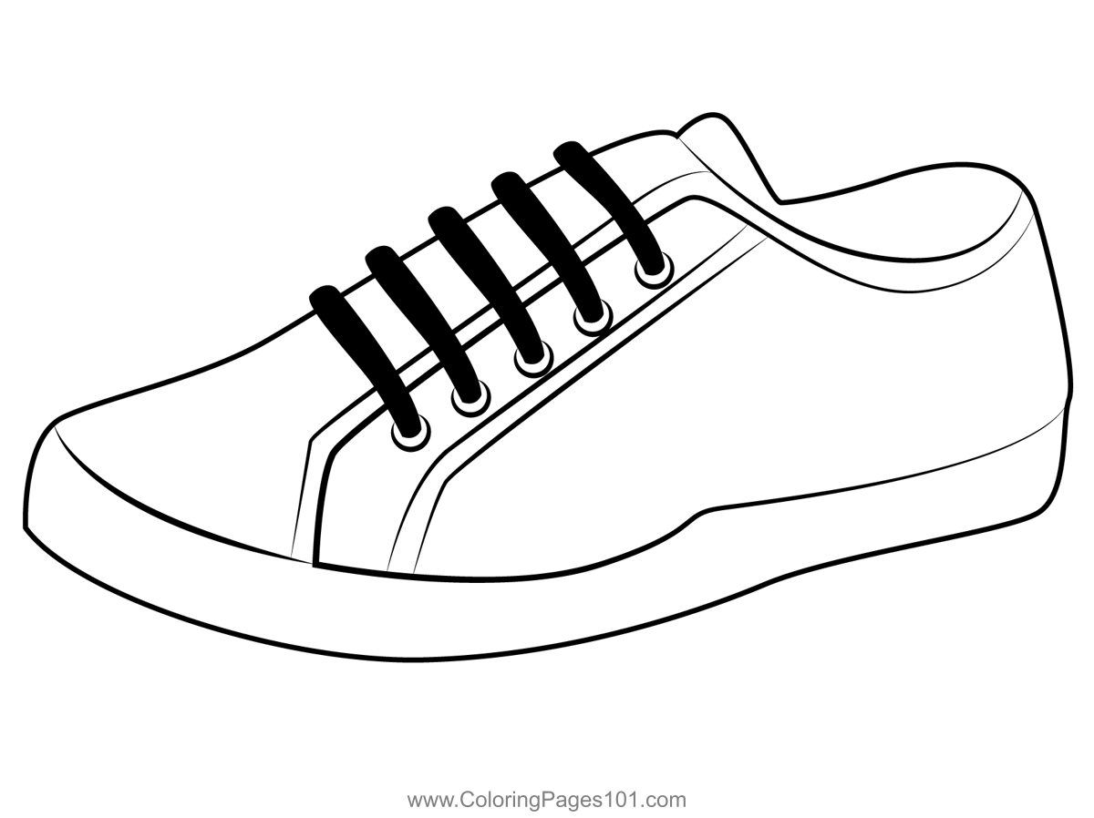 Leather Sneaker Coloring Page For Kids Free Shoes Printable Coloring 