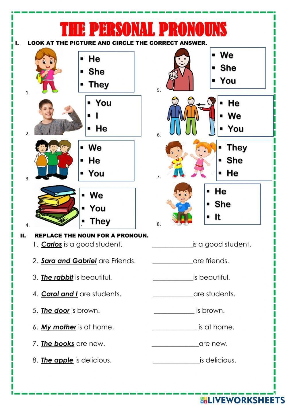 Lets Practice The Personal Pronouns Worksheet Live Worksheets 
