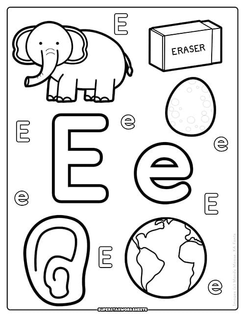 Letter E Coloring Sheet Infoupdate
