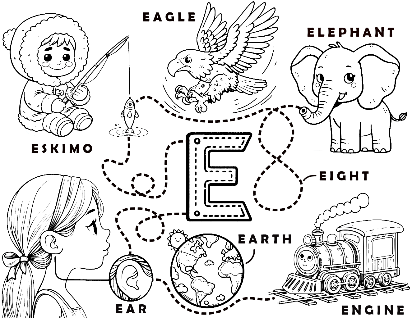 Letter E Coloring Sheet Infoupdate