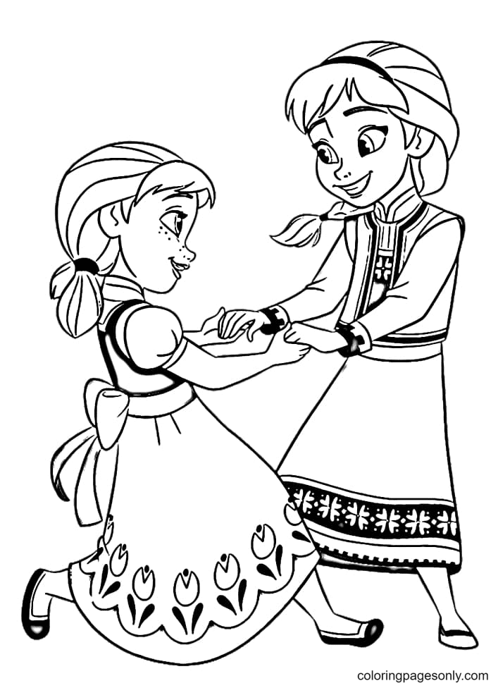 Little Elsa Anna Coloring Page Free Printable Coloring Pages