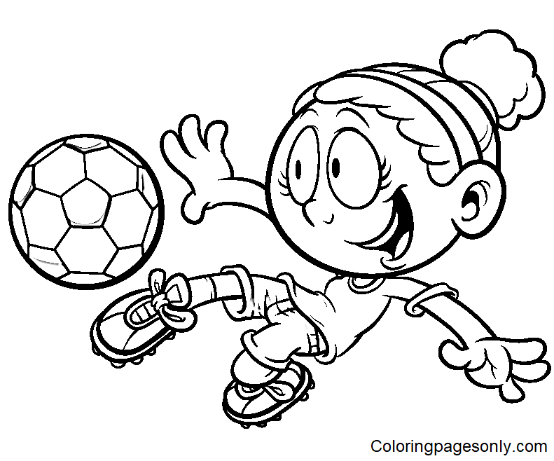 Little Girl Playing Soccer Coloring Page Free Printable Coloring Pages