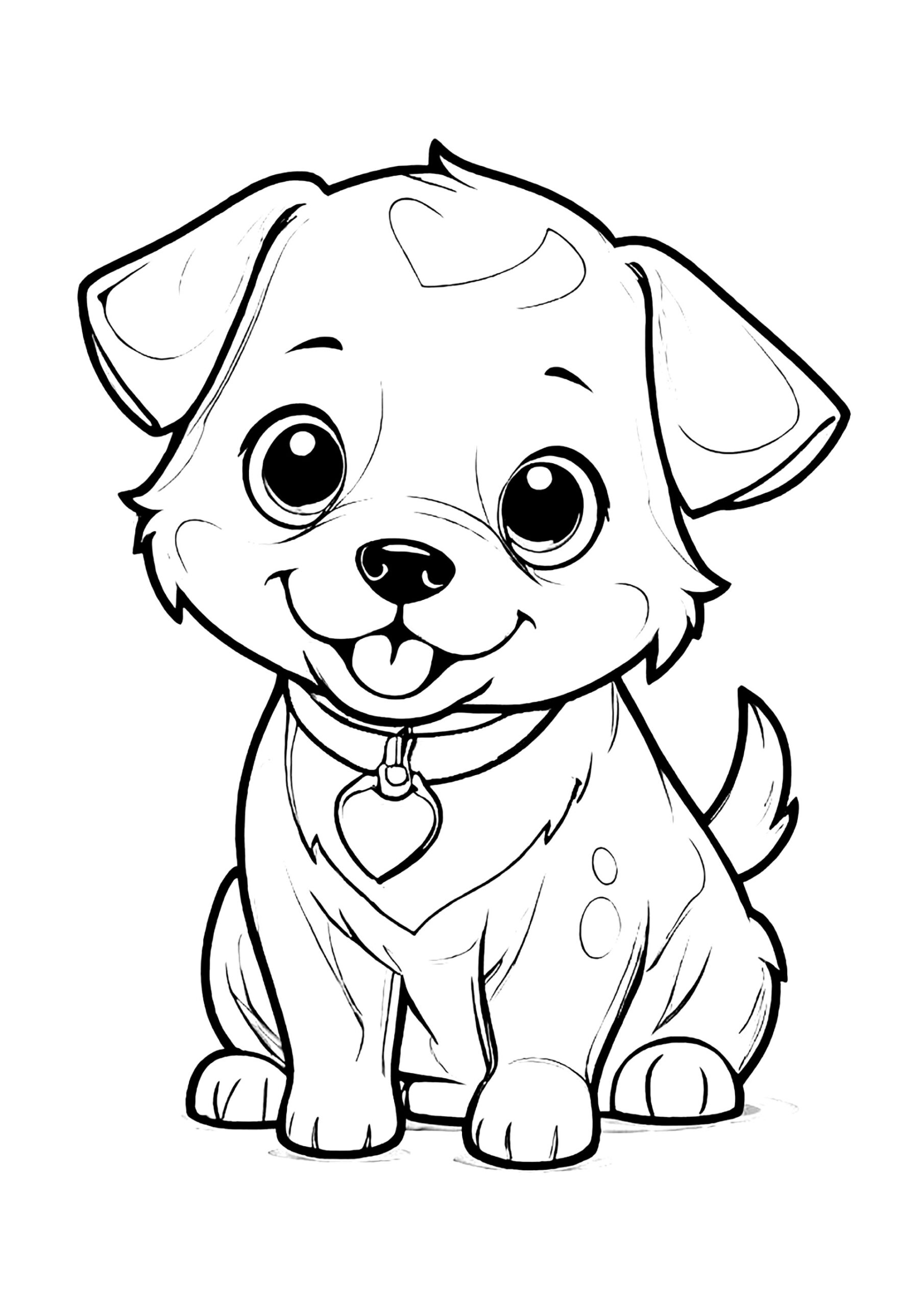 Little Smiling Dog Dogs Kids Coloring Pages